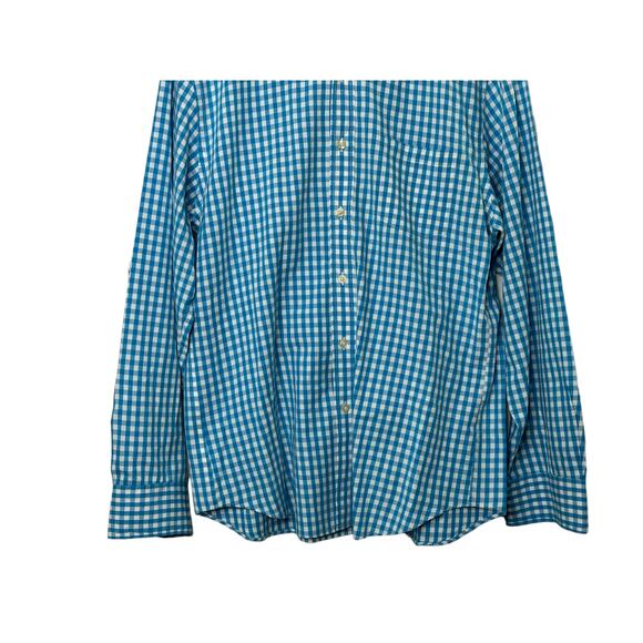 J.Crew Blue & White Gingham Check Print Long Sleeve Button-Up Men's Medium - Picture 3 of 8